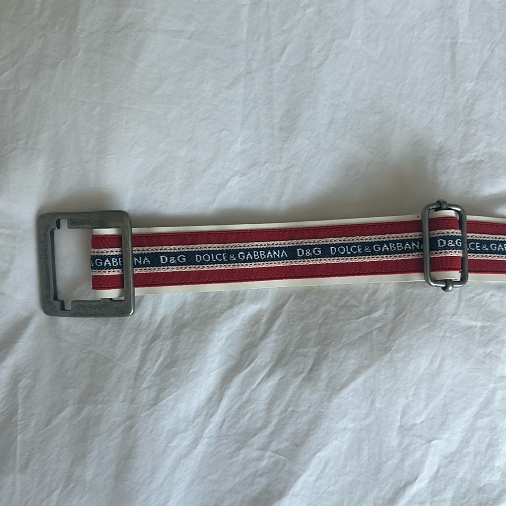Dolce and Gabanna belt. White leather with red and Navy